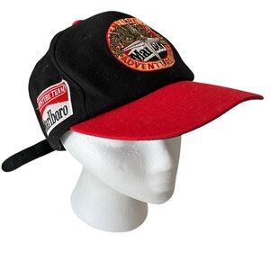 Vintage Embroidered Marlboro Cigarettes Adventure Team Leather Strap Hat
